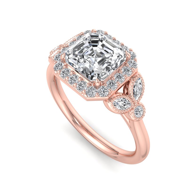 Rose Gold Cypress Halo & 1ct Asscher Lab Grown Diamond Center