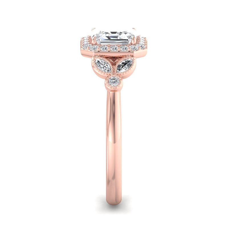Rose Gold Cypress Halo & 1ct Asscher Lab Grown Diamond Center