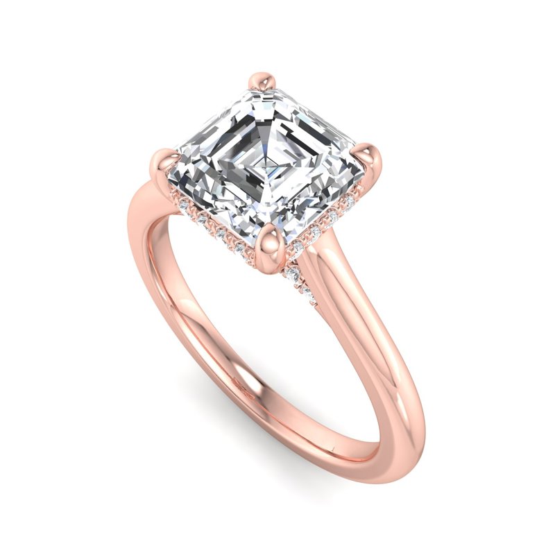 Rose Gold Alerie Hidden Halo & 1ct Asscher Lab Grown Diamond Center