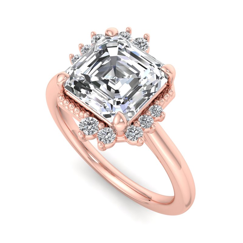 Rose Gold Calista Love & 1ct Asscher Lab Grown Diamond Center