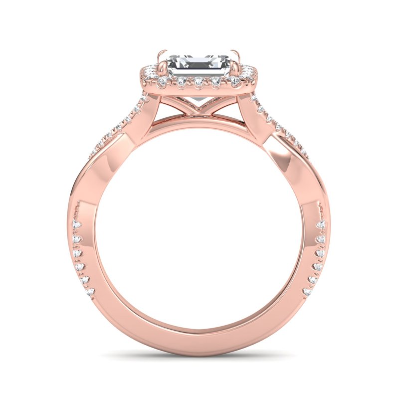 Rose Gold Twist Halo & 1ct Asscher Lab Grown Diamond Center