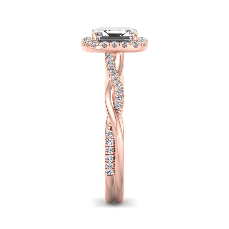 Rose Gold Twist Halo & 1ct Asscher Lab Grown Diamond Center
