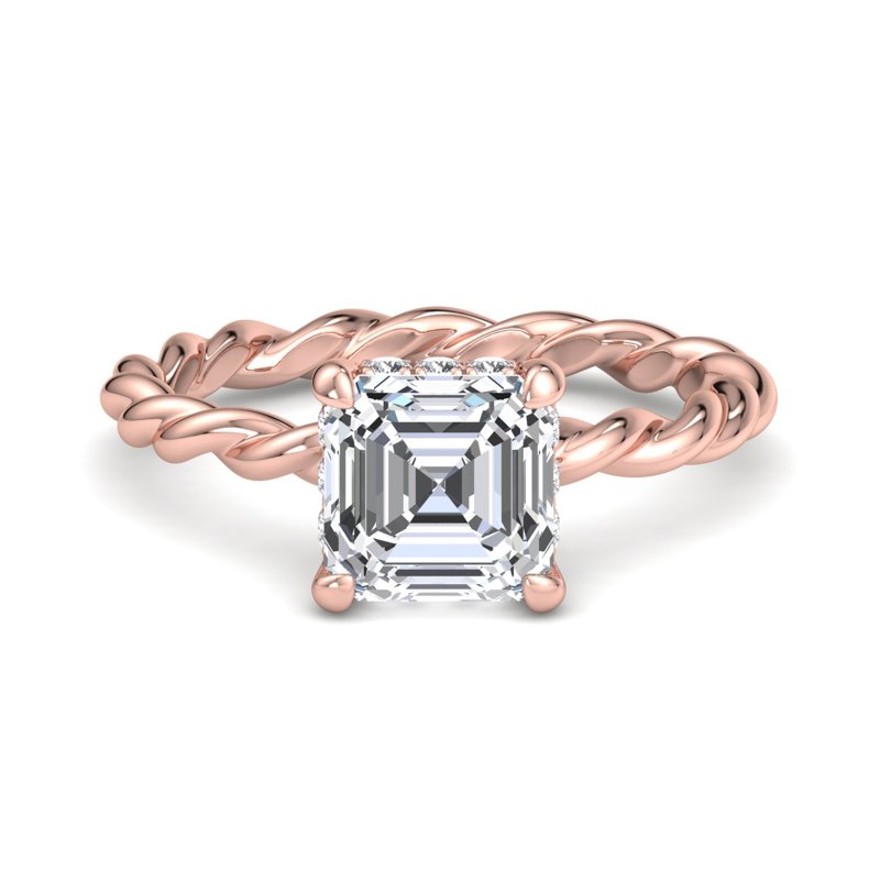 Rose Gold Weave Hidden Solitaire & 1ct Asscher Lab Grown Diamond Center