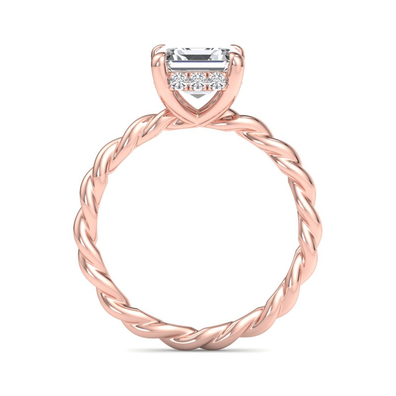 Rose Gold Weave Hidden Solitaire & 1ct Asscher Lab Grown Diamond Center