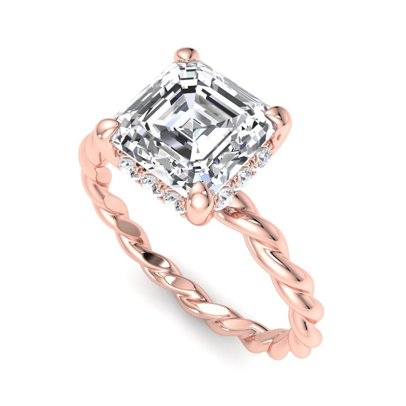 Rose Gold Weave Hidden Solitaire & 1ct Asscher Lab Grown Diamond Center