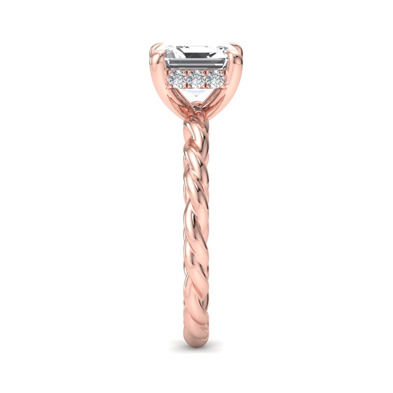Rose Gold Weave Hidden Solitaire & 1ct Asscher Lab Grown Diamond Center