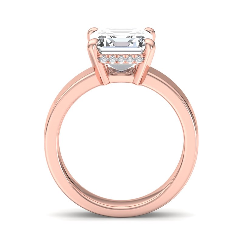 Rose Gold Modern Elegant Hidden 4.5mm & 1-1/2ct Asscher Lab Grown Diamond Center