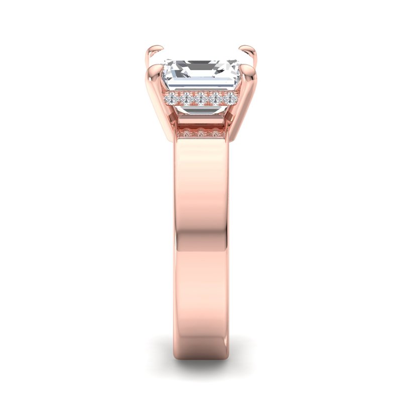 Rose Gold Modern Elegant Hidden 4.5mm & 1-1/2ct Asscher Lab Grown Diamond Center