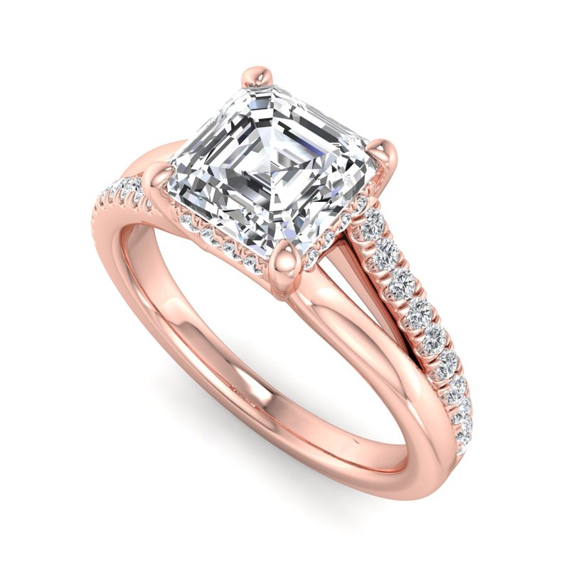 Rose Gold Kali East West & 1ct Asscher Lab Grown Diamond Center
