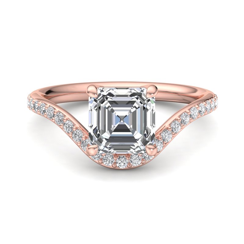 Rose Gold Lyra Curved (1/3ctw) & 1ct Asscher Lab Grown Diamond Center