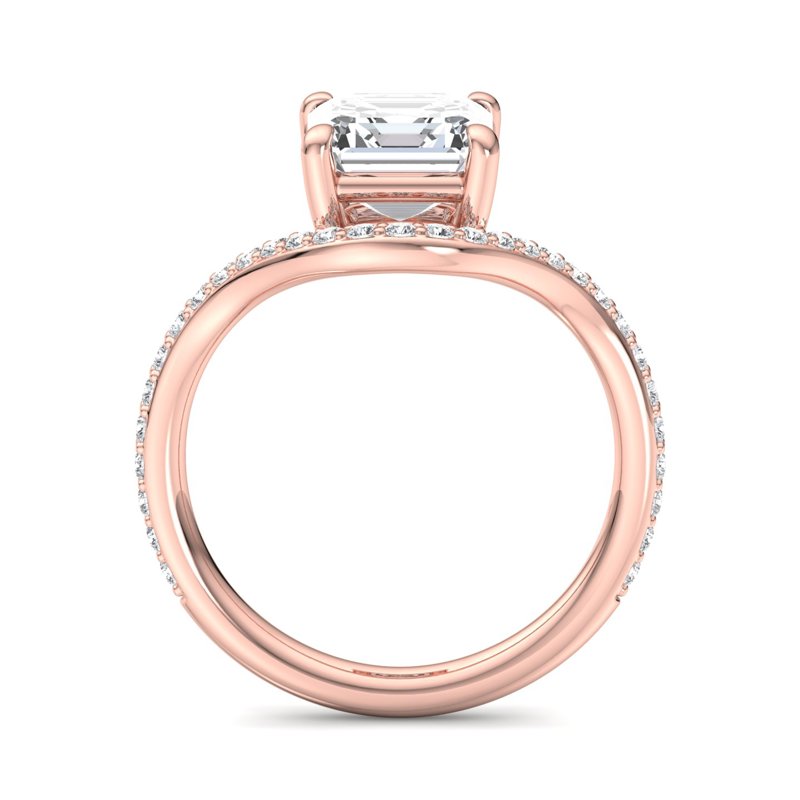 Rose Gold Lyra Curved (1/3ctw) & 1ct Asscher Lab Grown Diamond Center