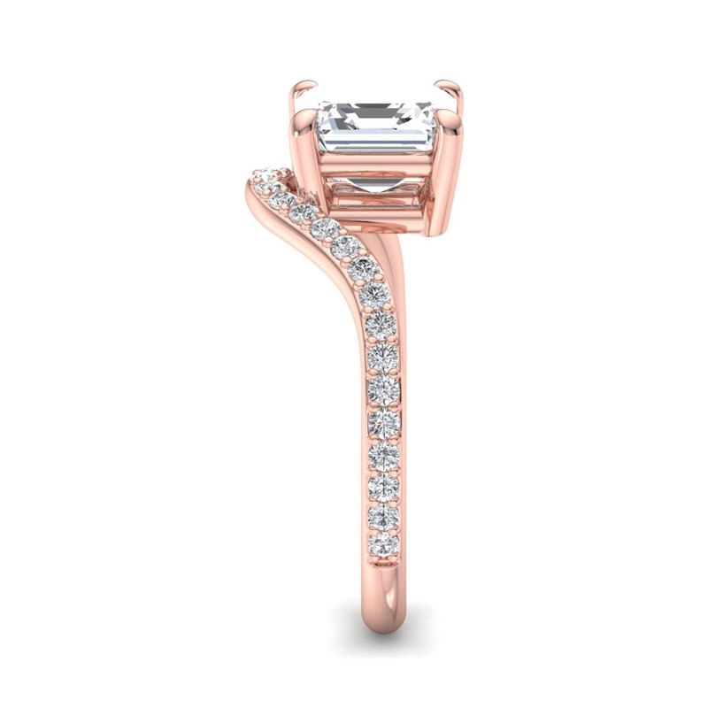 Rose Gold Lyra Curved (1/3ctw) & 1ct Asscher Lab Grown Diamond Center