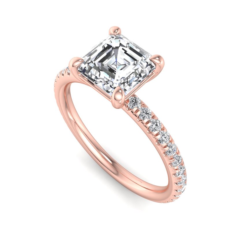 Rose Gold Classic Gala & 1ct Asscher Lab Grown Diamond Center