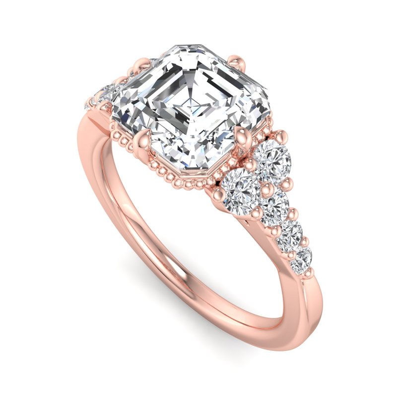 Rose Gold Zephyra & 1ct Asscher Lab Grown Diamond Center