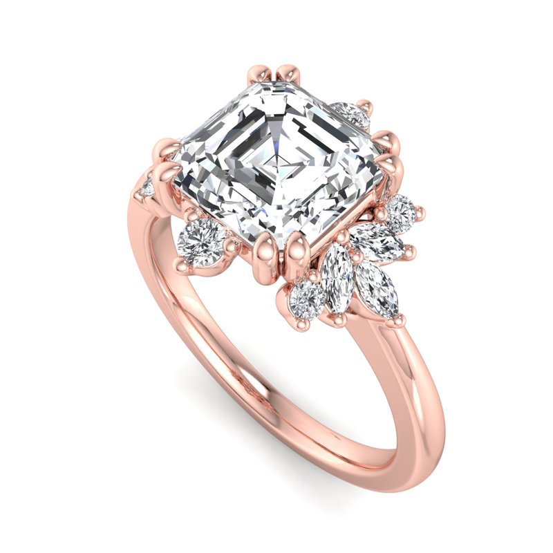 Rose Gold Petra Light & 1ct Asscher Lab Grown Diamond Center