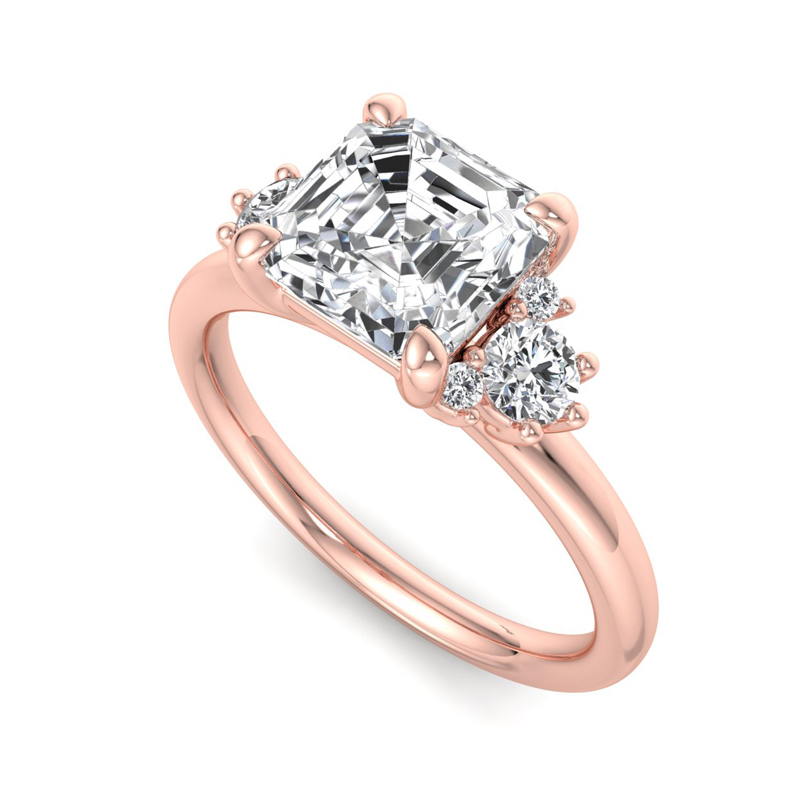 Rose Gold Colette (1/4ctw) & 1ct Asscher Lab Grown Diamond Center