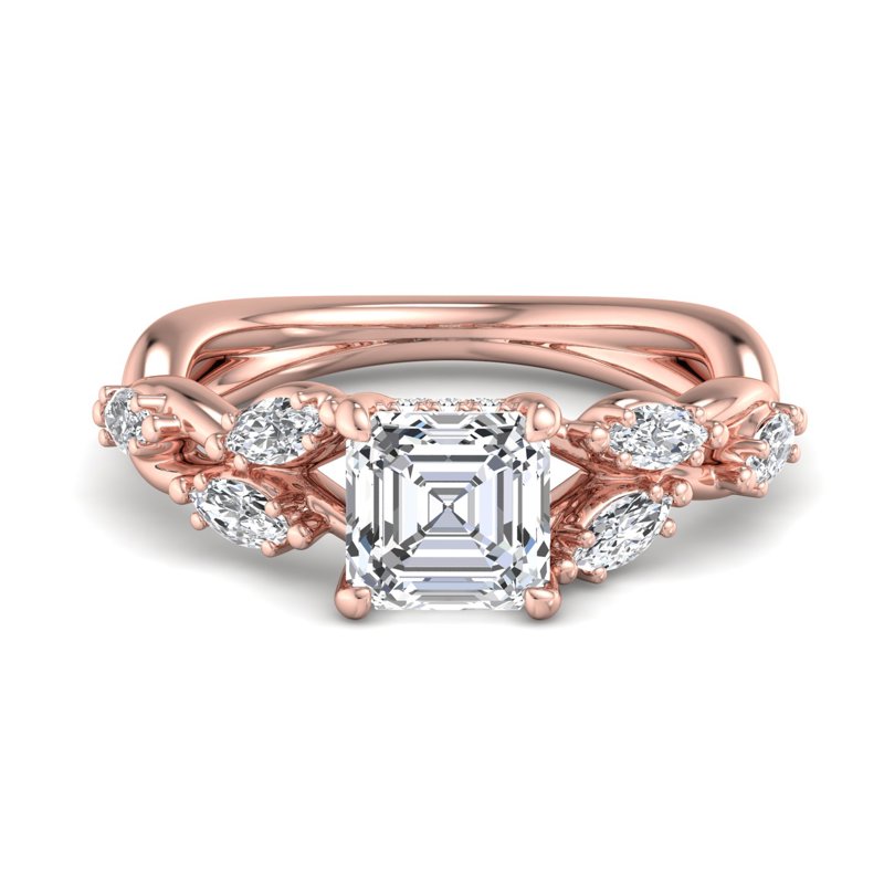 Rose Gold August Vine & 1ct Asscher Lab Grown Diamond Center