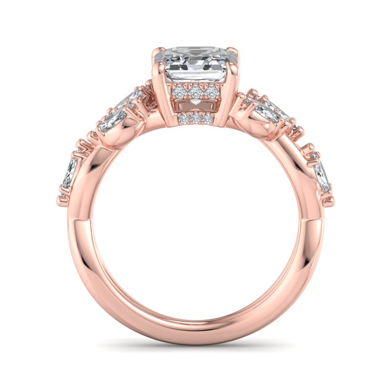 Rose Gold August Vine & 1ct Asscher Lab Grown Diamond Center