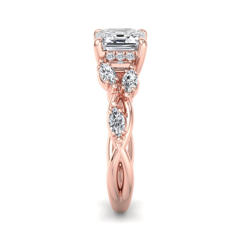 Rose Gold August Vine & 1ct Asscher Lab Grown Diamond Center
