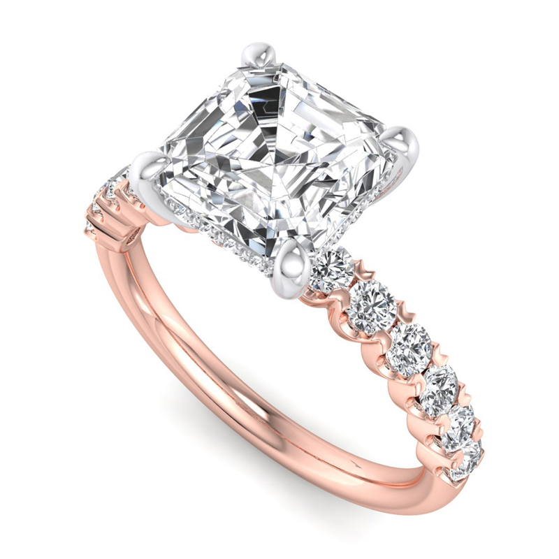 Rose Gold Classic Valentina Hidden & 1ct Asscher Lab Grown Diamond Center