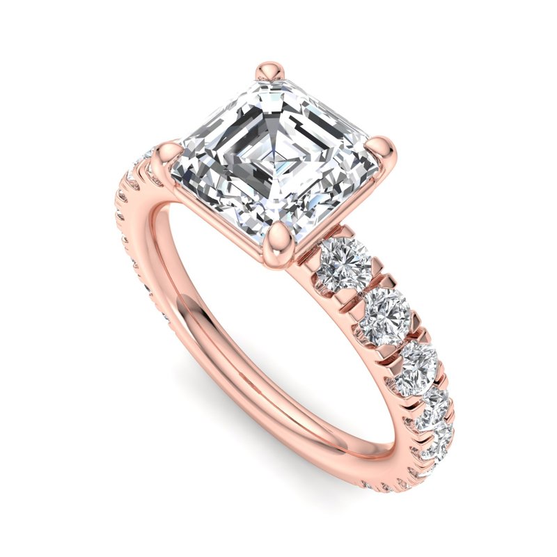 Rose Gold Luxe Blaire (4/5ctw) & 1ct Asscher Lab Grown Diamond Center