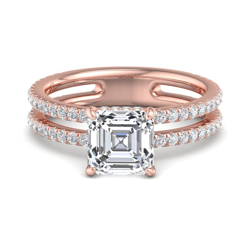 Rose Gold Duo Estella (5/8ctw) & 1ct Asscher Lab Grown Diamond Center