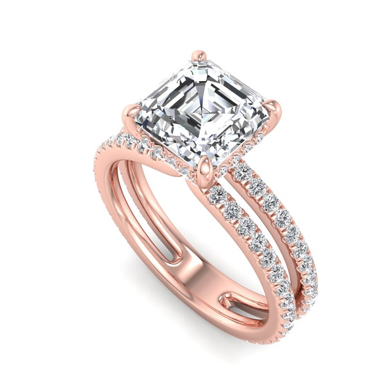 Rose Gold Duo Estella (5/8ctw) & 1ct Asscher Lab Grown Diamond Center