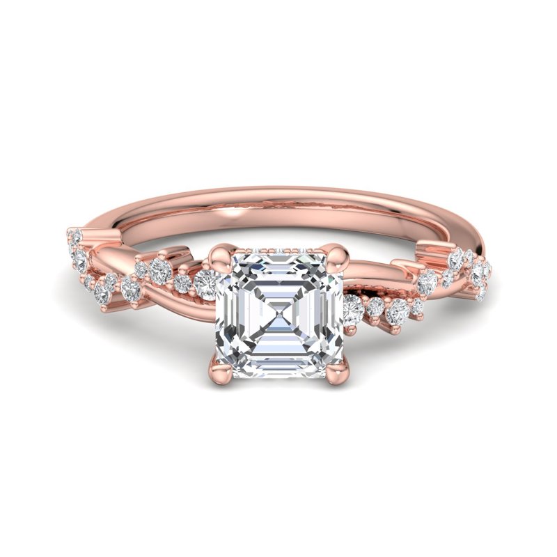 Rose Gold Ivy (1/4ctw) & 1ct Asscher Lab Grown Diamond Center