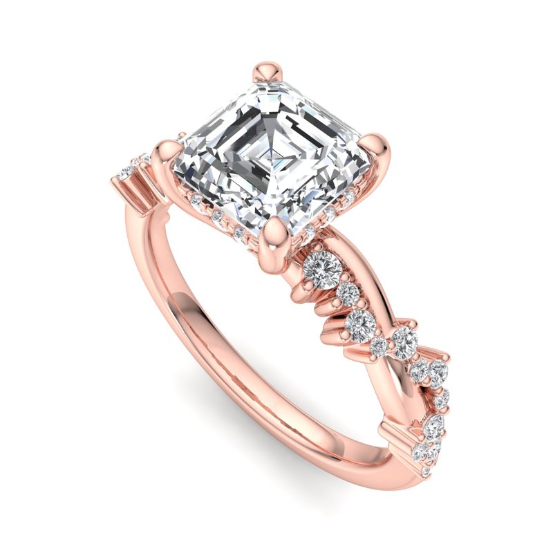 Rose Gold Ivy (1/4ctw) & 1ct Asscher Lab Grown Diamond Center