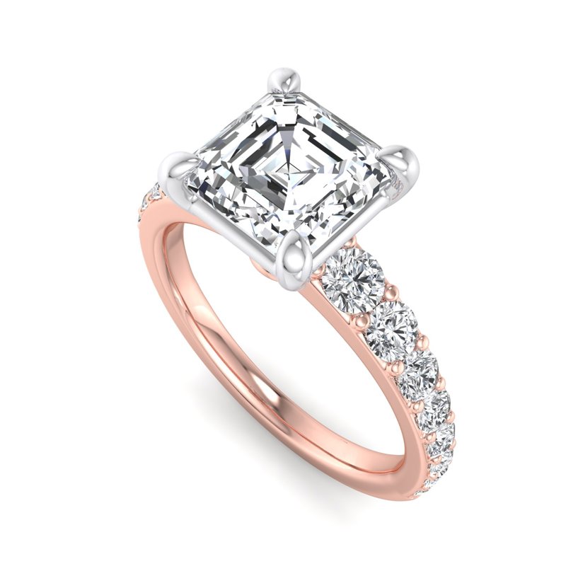 Rose Gold Blaire (5/8ctw) & 1ct Asscher Lab Grown Diamond Center
