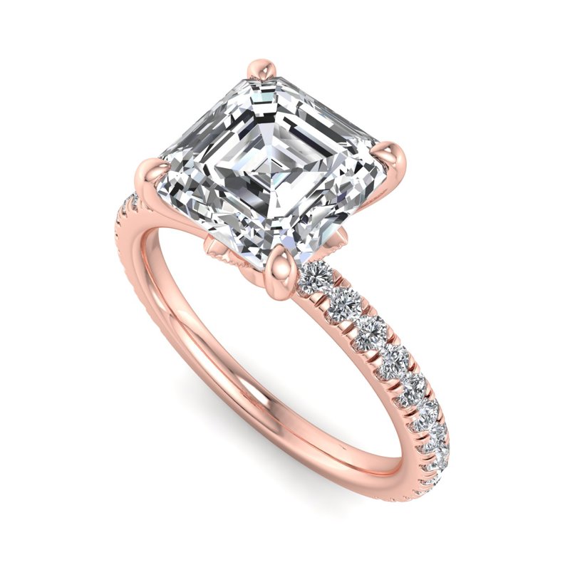 Rose Gold Luxe Mabel & 1ct Asscher Lab Grown Diamond Center
