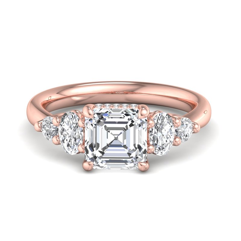 Rose Gold Layla (5/8ctw) & 1ct Asscher Lab Grown Diamond Center