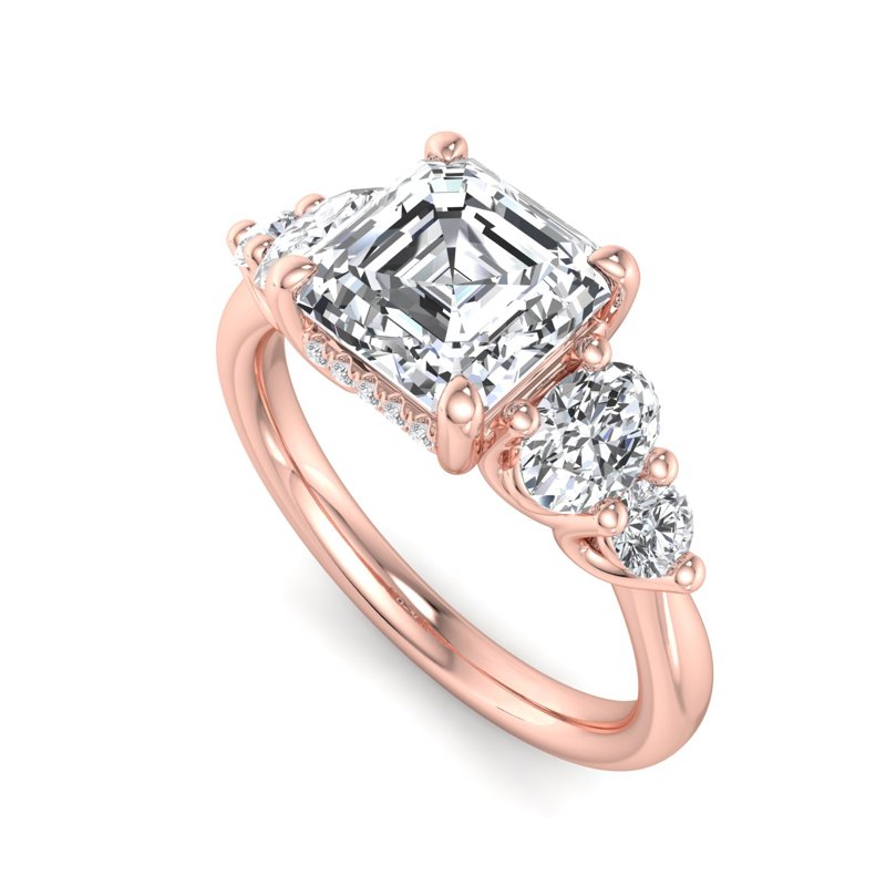 Rose Gold Layla (5/8ctw) & 1ct Asscher Lab Grown Diamond Center