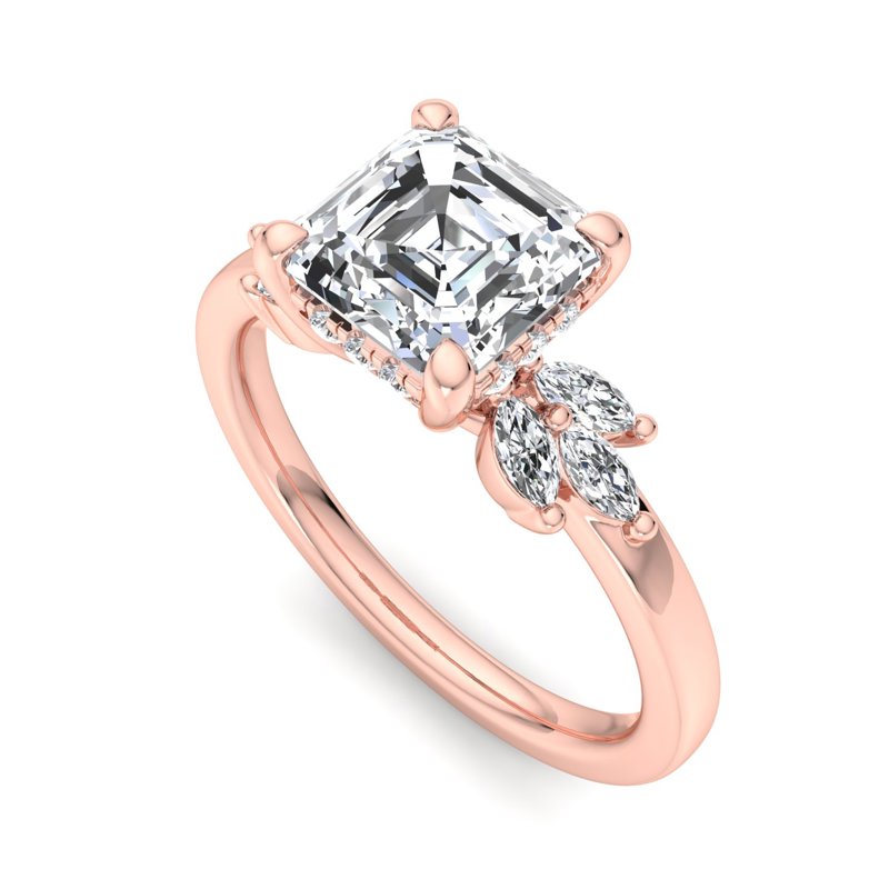 Rose Gold Solana Hidden & 1ct Asscher Lab Grown Diamond Center