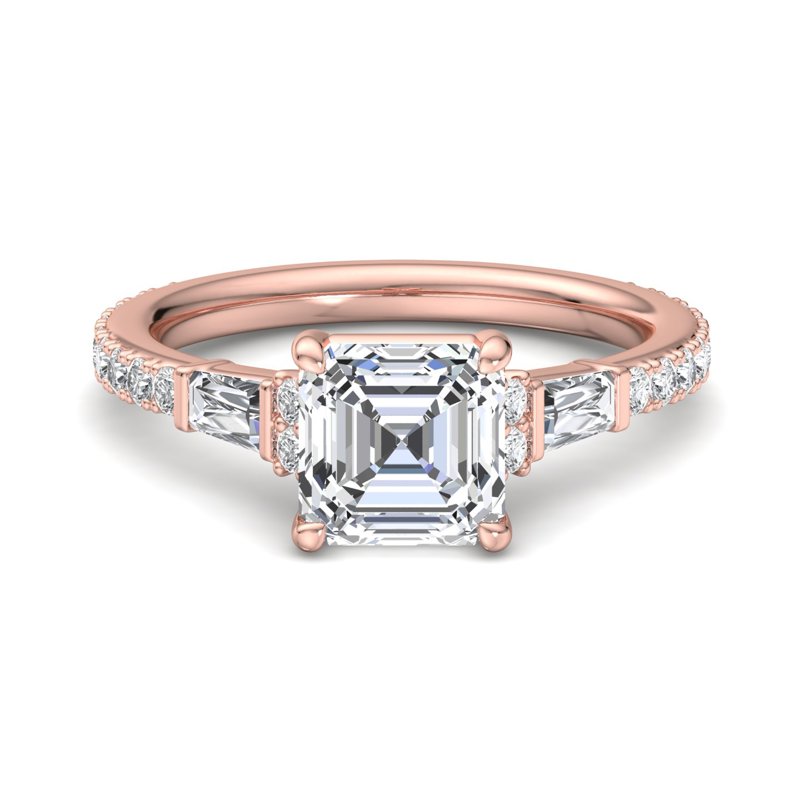Rose Gold Rosalie Baguette Round & 1ct Asscher Lab Grown Diamond Center