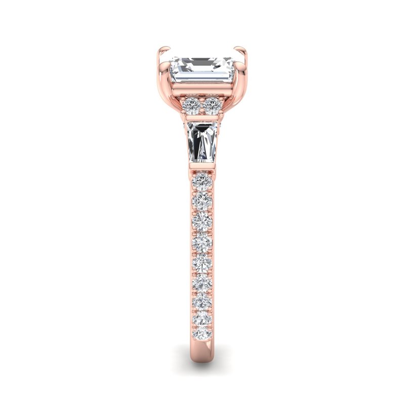Rose Gold Rosalie Baguette Round & 1ct Asscher Lab Grown Diamond Center
