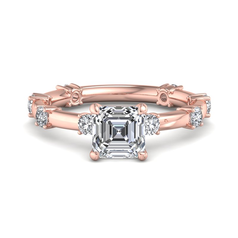 Rose Gold Celine (1/2ctw) & 1ct Asscher Lab Grown Diamond Center