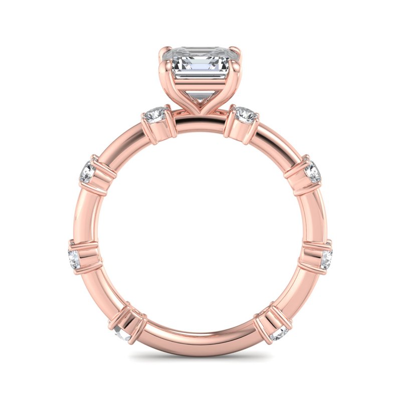Rose Gold Celine (1/2ctw) & 1ct Asscher Lab Grown Diamond Center