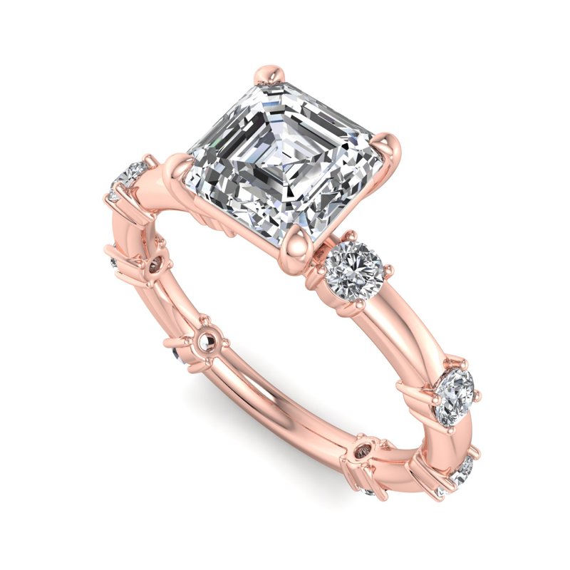 Rose Gold Celine (1/2ctw) & 1ct Asscher Lab Grown Diamond Center