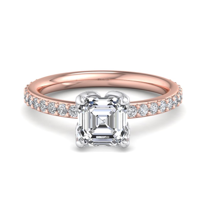 Rose Gold Lotus (3/8ctw) & 1ct Asscher Lab Grown Diamond Center