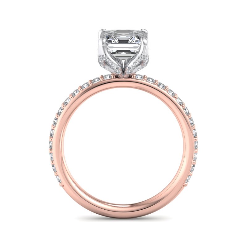 Rose Gold Lotus (3/8ctw) & 1ct Asscher Lab Grown Diamond Center