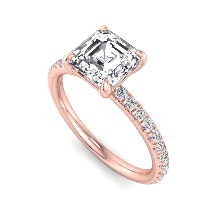 Rose Gold Luxe Gala Solitaire & 1ct Asscher Lab Grown Diamond Center