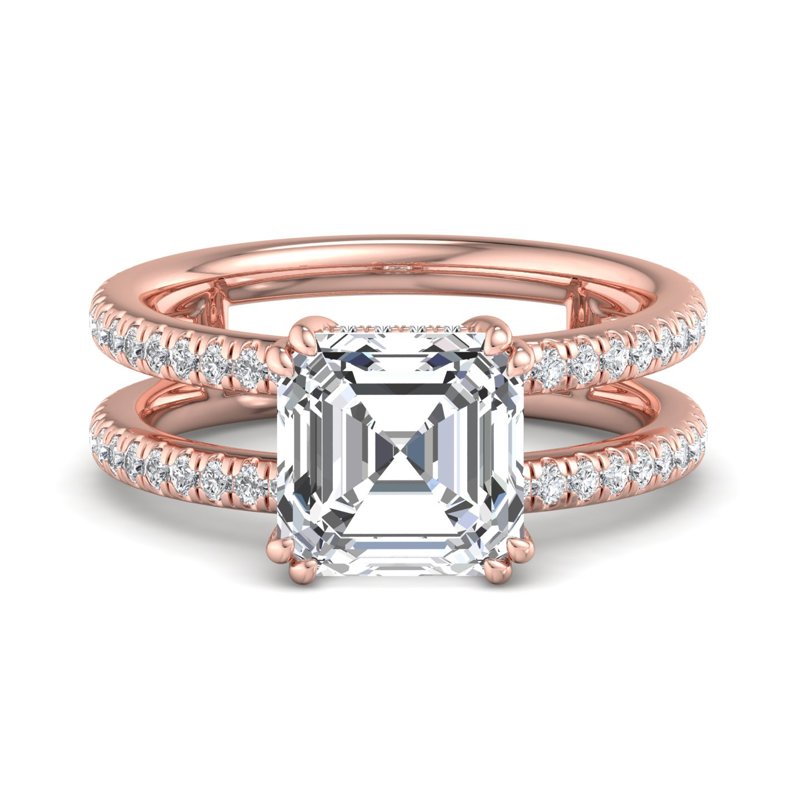 Rose Gold Luxe Modern Split Hidden & 1ct Asscher Lab Grown Diamond Center