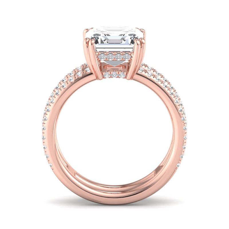 Rose Gold Luxe Modern Split Hidden & 1ct Asscher Lab Grown Diamond Center