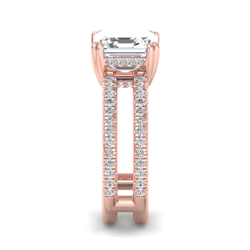 Rose Gold Luxe Modern Split Hidden & 1ct Asscher Lab Grown Diamond Center