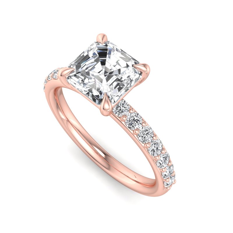 Rose Gold Mini Hannah (1/5ctw) & 1ct Asscher Lab Grown Diamond Center