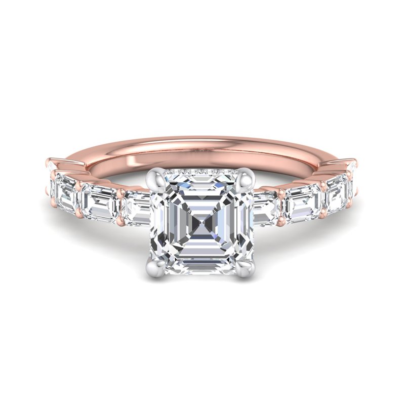 Rose Gold Sydney (1-1/5ctw) & 1ct Asscher Lab Grown Diamond Center