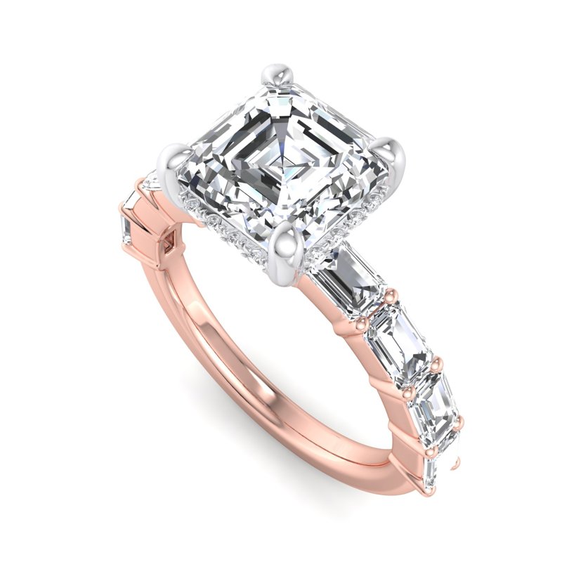 Rose Gold Sydney (1-1/5ctw) & 1ct Asscher Lab Grown Diamond Center