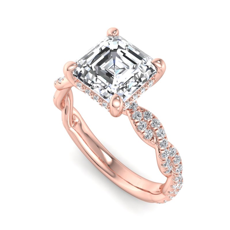 Rose Gold Gracie Hidden & 1ct Asscher Lab Grown Diamond Center
