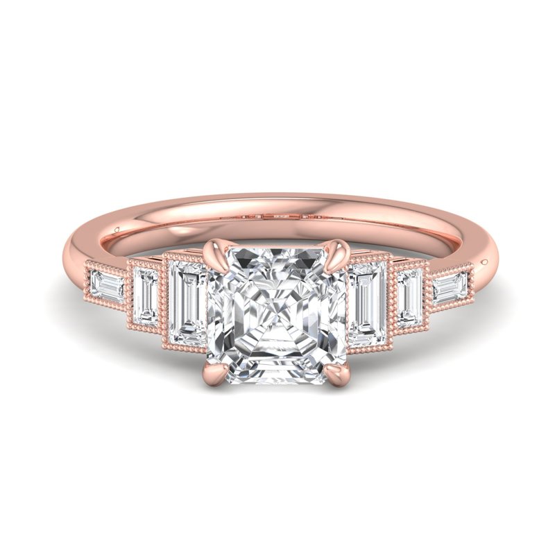 Rose Gold Carolina (5/8ctw) & 1ct Asscher Lab Grown Diamond Center